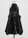 Sexy Famous Wind Hanging Neck Skirt 2025 Summer New Heavy Industry Nail Bead Three-Dimensional Spliced Feather Dress