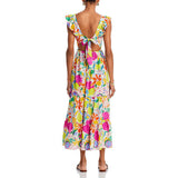 Women's Summer Leader Flying Flying Flying Sleeves Shredded Floral Skirt High Waist Repair Splicing Umbrella Skirt Woman