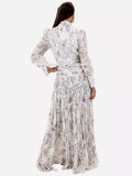 Trendy Goddess Design Fashion Acetyle Silk Silky Print High Open Fork Seaside Holiday Dress