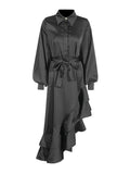 Temperament Fashion Court Style 2025 New Collar Single-D Row Buckle Bubble Sleeve Irregularly Spliced With Dress Woman