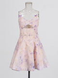 Retro [Singhua Land] Holiday Wind Sling Skirt Print Sexy 2025 Folded Dress New Female New