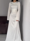 2024 New Waist-Skinny Strap Solid Long-Sleeved Long-Sleeved Dress Dress Dress Woman