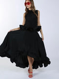 Elegant Style Suit 2025 Spring New Sleeveless Wrinkle Blouse Irregular Lotus Leaf Dress Two Sets Of Women