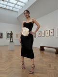 Mid-Rise Fabric Flower With Bra Banded Dress Famous Style Temperament Beautiful High-End Dress