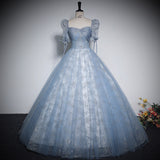 Blue Evening Dress 2025 Summer New Stage Piano Performance Solo Student Vocal Art Dress Presided