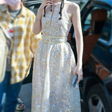 Xiaotong Star Of The Same 23 New Chen Beads Embroidery Dress Design Birthday Party Highlight Dress