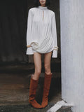 Temperament High-End Small Dress 2025 New Solid Color High-Necked Long-Sleeved Three-Dimensional Flowers Splicing Dress Dress Women's Summer