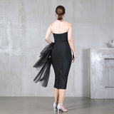 Banded Dress Summer New Temperament Sex High-Waisted Dinner Dress Brat Mesh Dress