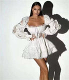 Autumn Niche Trendy Holiday Sexy Square Collar Low Chest Waist Short Top + High Waist Skirt Suit