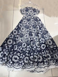 Bare Back Sling Skirt Australian Niche 2024 Summer Hollow Bare Waist Flower Embroidery Dress Dress Dress