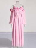 Famous Party Dress 2025 Summer New Three-Dimensional Flowers To Receive Waist Dress Woman