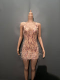 Hairy Fashion Deep V-Neck Short Dress Can Usually Wear A Small Name Dress