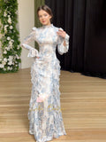 Spring Gentle Style Dress With Printed Sleeve Dress
