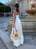 Summer New Fashion Stacked Solid Color Sexy Sling Dress