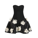 Famous Wind Dress 2025 Explosion Fashion Three-Dimensional Flowers Splicing Banded Brae Ponbo Skirt Woman