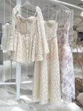 2024 New High-End Feel French Lace Embroidery Dress Hollow Bosom Beautiful Waist Thin Fairy Dress