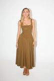 Summer New Simple Sexy Solid Color Shoulder Strap Repair Medium Long Dress