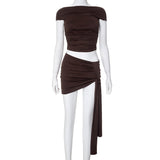 Women's Summer 2024 New Sleeveless Round-Necked Umbilical Top Tying Half-Skirt Set DJPT