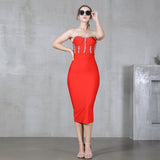 Solid Temperament Palette With Bra Strap Dress Sexy Diamond Party Dress Dress