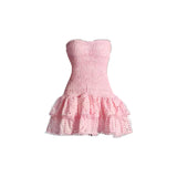 New Spanish Niche Brand Sexy Elastic Wrap Chest Lotus Ponp On Holiday Dress Short Dress Woman