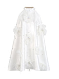 Sexy Famous Wind Hanging Neck Skirt 2025 Summer New Heavy Industry Nail Bead Three-Dimensional Spliced Feather Dress
