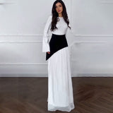 2025 New Solid Color Long-Sleeved Collar Splicing Body-Body-Suited And Hip Dress