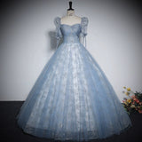 Blue Evening Dress 2025 Summer New Stage Piano Performance Solo Student Vocal Art Dress Presided