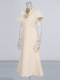 Temperament Elegant Style Dress Dress 2025 New V-Neck Three-Dimensional Flower Dress Women's Summer High Sense