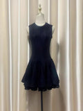 2025 Black Rolled Long Sleeve Dress Women's Puff