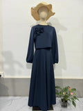 2024 New Middle East Dubai Flower Lantern Sleeve Loose Dress Dress Dress Suit Two Sets