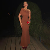 2025 New Slanted Shoulder Sexy Temperament To Dress Up In The Famous Style Banquet Dress