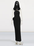 Famous Wind 2025 Summer New Hooded Design Sleeveless Three-Dimensional Flowers Splicing Bag Hip Dress