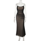 Autumn 2025 New Famous Style Sexy Repair Net Shrinks And Gold-Meared Dresses DJPT