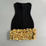 Sense Three-Dimensional Golden Flower Sexy Brat With Dress Famous Party Small Dress Skirt