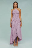 For High-End Chiffon Dress Women Lotus Edge Folding Design Thin Long Dress Fast Fashion HZ0628