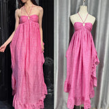 Fashion Lotus Leaf Side Bra Dress 2024 New Loose Temperament Casual Holiday Dress