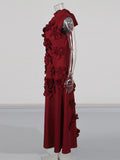 Retro-Style Niche Walking Show 2025 Summer New Round-Neck Sleeveless Design Long Three-Dimensional Floral Dress