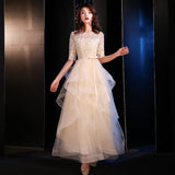 Dress Women 2025 New Banquet Dignified Atmospheric Elegant Champagne-Colored Host Year-End Dress Spring