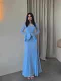 2024 Gentle Wind And Chiffon Gentle Lotus Leaves Side Ribbon Repair Dress