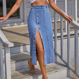 Women's INS Irregular Opening Cowboy High-Rise Half-Body Dress DJPT