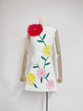 Fashion Niche Three-Dimensional Decorative Dress 2025 New Flower Slim Round Neckless Midsleeveless Mid-Dress