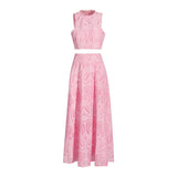 Holiday Wind 2025 New Round Collarless Bare Waist Vest High Waist Half-Dress Embroidered Two Sets Of Women