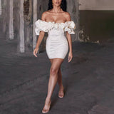 Dress Bagged Ass Skirt Braided Shoulder Fish Bone Lotus Leaf Side Dress