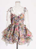 Sweet Wind 2025 Summer New Suspension High Waist Flower Design Cake Under Them
