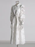 Annual Meeting Small Dress Famous Wind 2025 Summer New Collar Long Sleeves Waist Design Embroidered Women's Dress