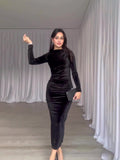 Aristocratic Velvet Body Sexy Waist Irregular Dress Dress Dress Woman