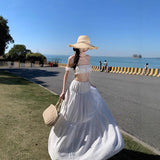 Holiday Hottie Suit Woman Summer Shoulder Tsets High Waist Half-Body Dress White Sexy Two-Piece