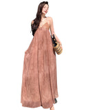 Beach Dress Chiffon Print Tie Stitched With Brighten Dress Hanging Neck Tie With Bareback Holiday Dress
