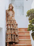 Floral Dress 2025 Australian Pastoral Wind V Collar Layer Lotus Leaf Cake Vest Dress Dress Dress