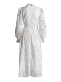 Annual Meeting Small Dress Famous Wind 2025 Summer New Collar Long Sleeves Waist Design Embroidered Women's Dress